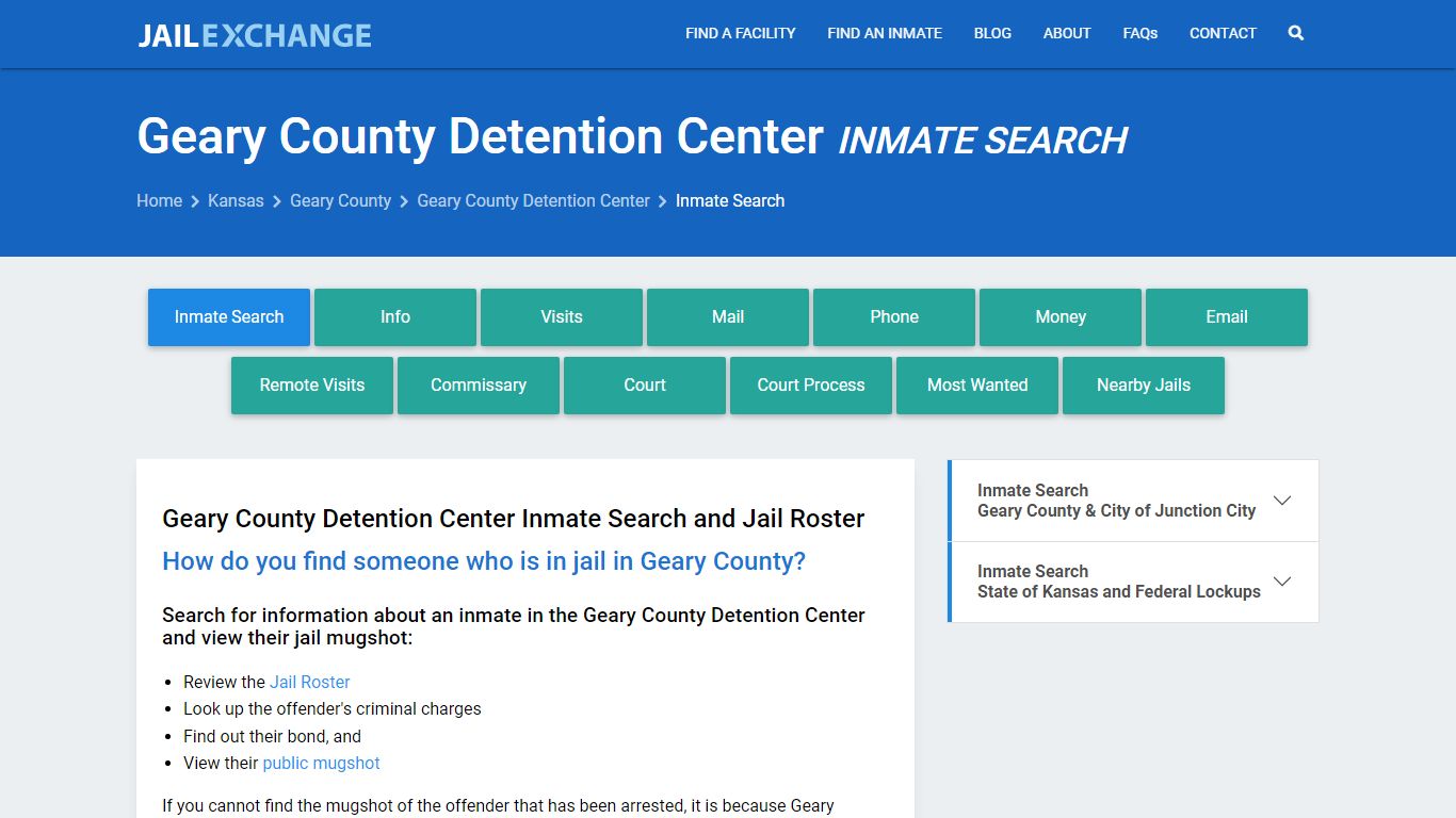 Geary County Detention Center Inmate Search - Jail Exchange