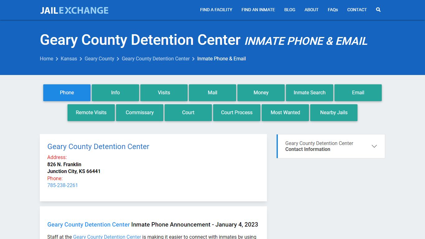 Inmate Phone - Geary County Detention Center, KS - Jail Exchange