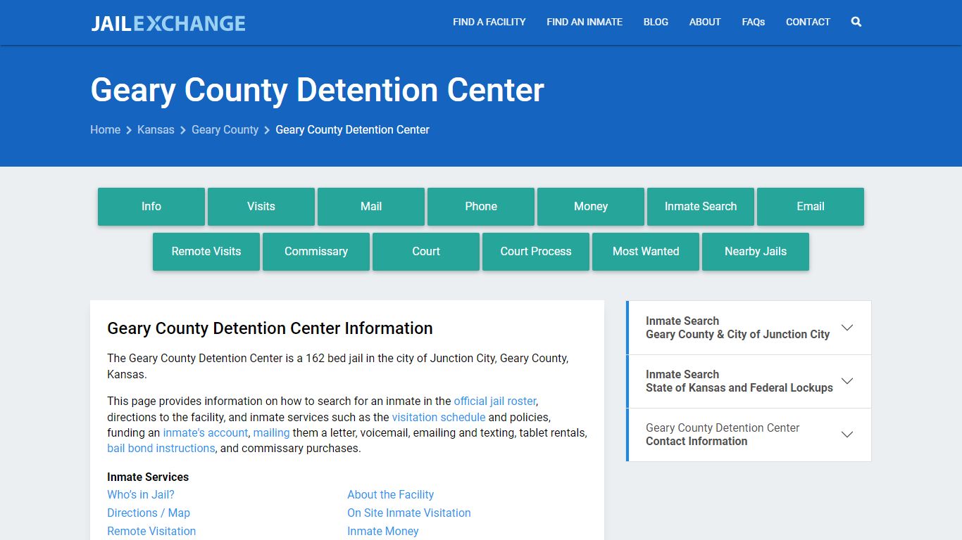 Geary County Detention Center, KS Inmate Search, Information
